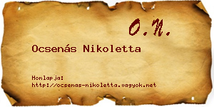 Ocsenás Nikoletta névjegykártya